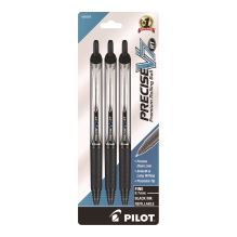 Precise V7RT Roller Ball Pen, Retractable, Fine 0.7 mm, Black Ink and Barrel, 3/Pack1