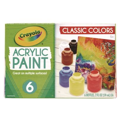 Acrylic Paint Set, Six Assorted Classic Colors, 2 oz Bottles, 6/Box1