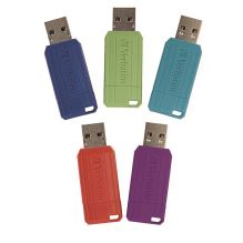 PinStripe USB 2.0 Flash Drive, 16 GB, Assorted Colors, 5/Pack1