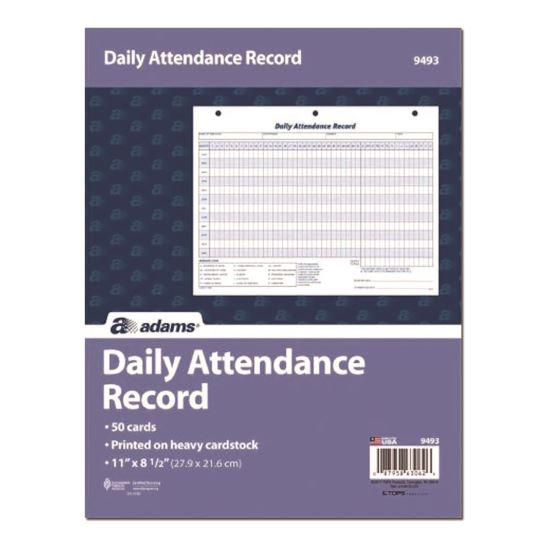 Attendance Records, One Part (No Copies), 11 x 8.5, 50 Forms Total1