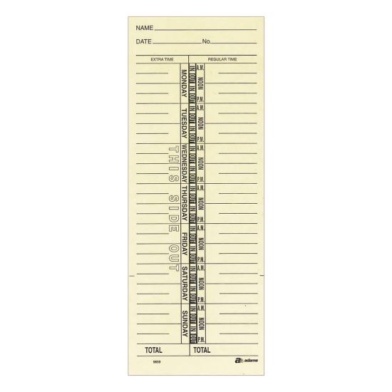 Time Cards for Acroprint, Amano and Lathem Time Clocks, One Side, 3.38" x 9", 200/Pack1