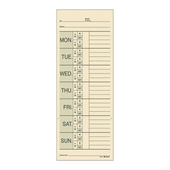 Time Cards for Pyramid 1000 Time Clock, Two Sides, 3.38" x 9", 200/Pack1