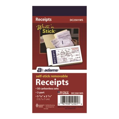 Write 'n Stick Receipt Book, Two-Part Carbonless, 4.88 x 2.75, 50 Forms Total1