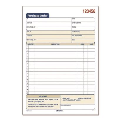 Multipart Purchase Order Pad, Two-Part Carbonless, 7.94 x 5.56, 50 Forms/Pad, 10 Pads/Pack1