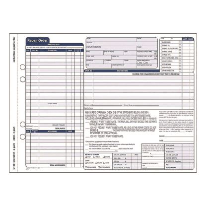 Multipart Auto Repair Work Order Forms with Checklist for Routine Jobs, Three-Part Carbonless, 10.94 x 8.5, 50 Forms Total1