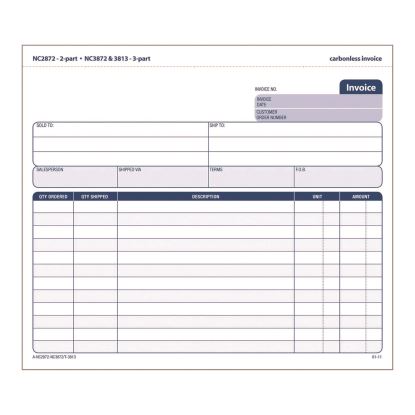 Multipart General-Purpose Invoice Forms, Two-Part Carbonless, 8.5 x 6.94, 50 Forms Total1