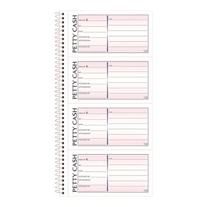 Petty Cash Receipt Book, Two-Part Carbonless, 5 x 2.75, 4 Forms/Sheet, 200 Forms Total1