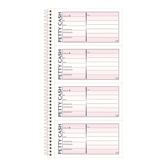 Petty Cash Receipt Book, Two-Part Carbonless, 5 x 2.75, 4 Forms/Sheet, 200 Forms Total1