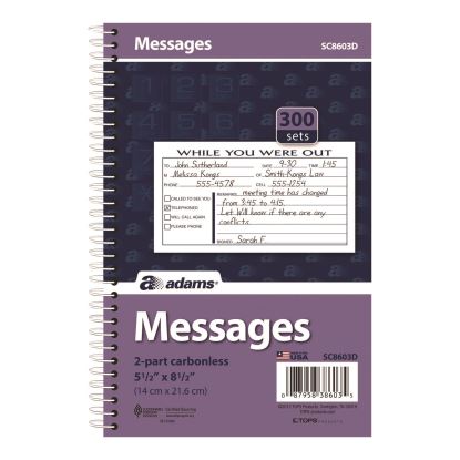 While You Were Out Messages Book, Two-Part Carbonless, 5 x 2.83, 3 Forms/Sheet, 300 Forms Total1