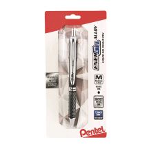 EnerGel Alloy RT Gel Pen, Retractable, Medium 0.7 mm, Black Ink, Black/Aluminum Barrel1