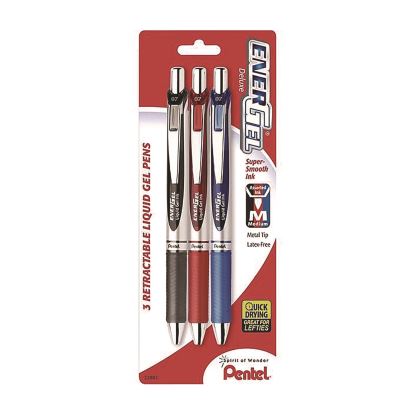 EnerGel RTX Deluxe Gel Pen, Retractable, Medium 0.7 mm, Assorted Ink and Barrel Colors, 3/Pack1