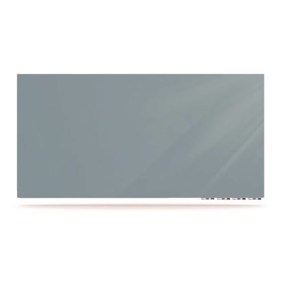 Aria Low-Profile Frameless Magnetic Glassboard, 120" x 48", Denim Blue Surface1