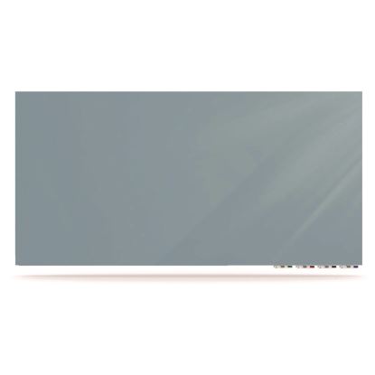 Aria Low-Profile Frameless Magnetic Glassboard, 96" x 48", Denim Blue Surface1