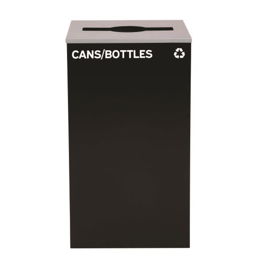 29 Gallon Trash/Recycling Cans, Steel, Black Cans/Bottles Recycling Can with Mixed Lid1