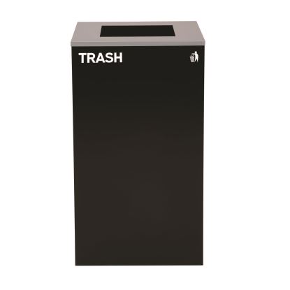 29 Gallon Trash/Recycling Cans, Steel, Black Trash Can with Square Lid1
