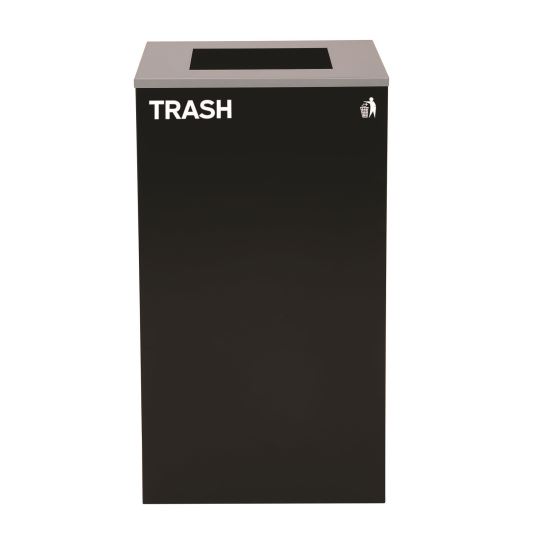 29 Gallon Trash/Recycling Cans, Steel, Black Trash Can with Square Lid1
