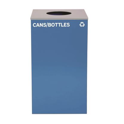 29 Gallon Trash/Recycling Cans, Steel, Blue Cans/Bottles Recycling Can with Circle Lid1