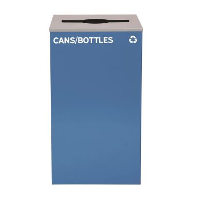 29 Gallon Trash/Recycling Cans, Steel, Blue Cans/Bottles Recycling Can with Mixed Lid1