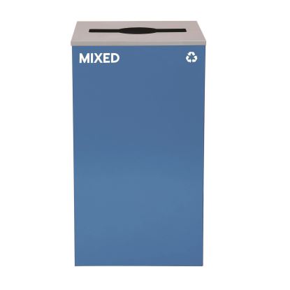 29 Gallon Trash/Recycling Cans, Steel, Blue Mixed Recycling Can with Mixed Lid1