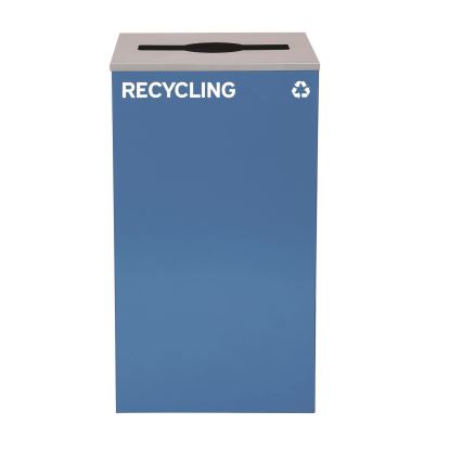 29 Gallon Trash/Recycling Cans, Steel, Blue Recycling Can with Mixed Lid1