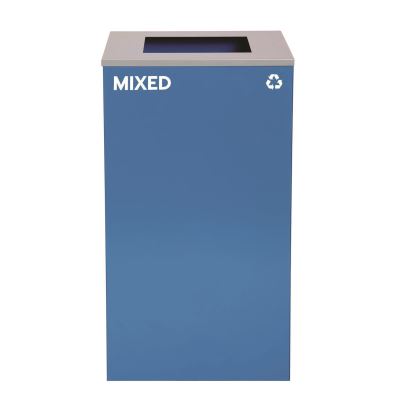 29 Gallon Trash/Recycling Cans, Steel, Blue Mixed Recycling Can with Square Lid1