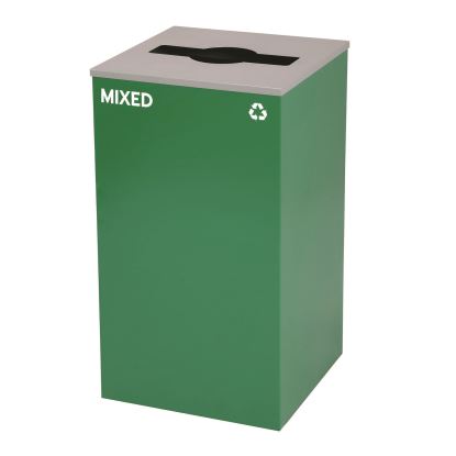 29 Gallon Trash/Recycling Cans, Steel, Green Mixed Recycling Can with Mixed Lid1