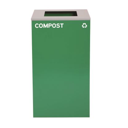29 Gallon Trash/Recycling Cans, Steel, Green Compost Can with Square Lid1