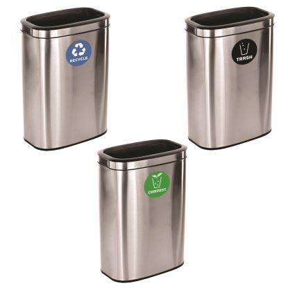 10.5 Gallon Recycle, Trash and Compost Combo Station, Brushed Stainless Steel1