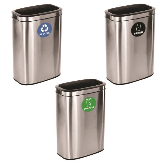 10.5 Gallon Recycle, Trash and Compost Combo Station, Brushed Stainless Steel1