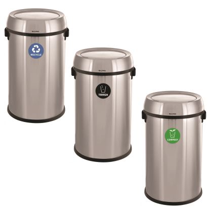 17 Gallon Stainless Steel Indoor Recycling, Trash and Compost Bins with Swivel Lid1