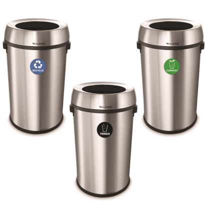 17 Gallon Stainless Steel Open Top Recycling, Trash and Compost Station1