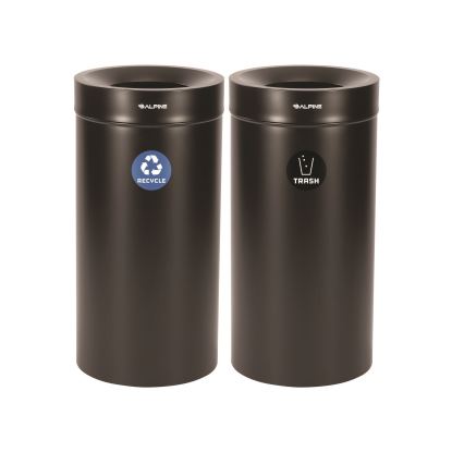 27 Gallon Black Stainless Steel Recycling Can and Trash Receptacle1