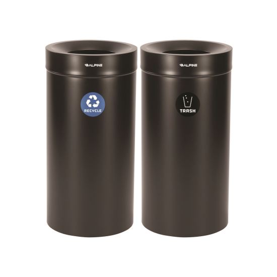 27 Gallon Black Stainless Steel Recycling Can and Trash Receptacle1