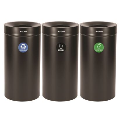 27 Gallon Black Stainless Steel Compost Bin, Recycling Can and Trash Receptacle1