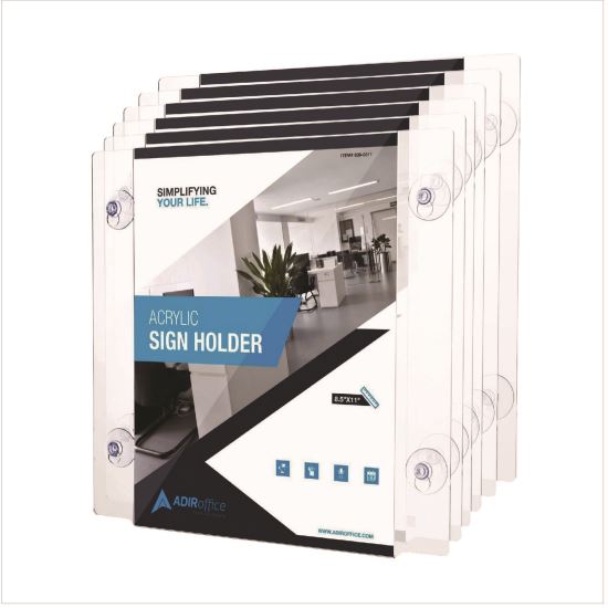 Suction-Mount Acrylic Window Sign Holders, 8.5 x 11, Clear, 12 Sign Holders1