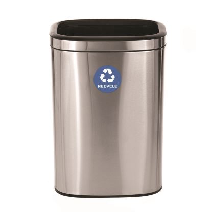 10.5 Gallon Slim Recycling Can, Brushed Stainless Steel1