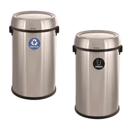 17 Gallon Stainless Steel Open Top Recycling Bin and Trash Receptacle1