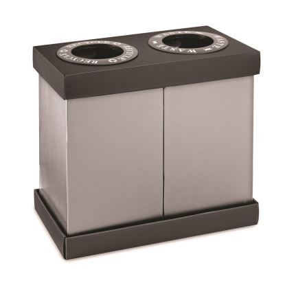 28 Gal Indoor Trash Can and Recycling Bin, Corrugated Polypropylene, Gray, 2 Bin1