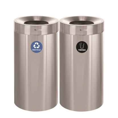 27 Gallon Stainless Steel Recycling Can and Trash Receptacle, Brushed Stainless Steel1