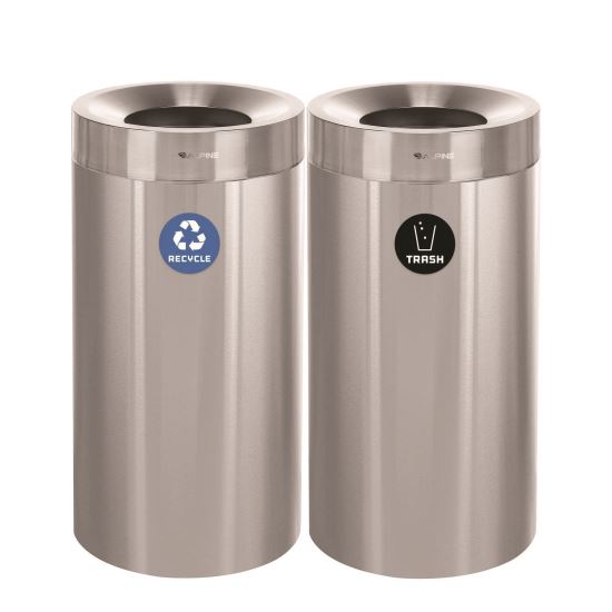 27 Gallon Stainless Steel Recycling Can and Trash Receptacle, Brushed Stainless Steel1