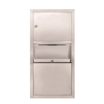 Stainless Steel Surface-Mounted Paper Towel Dispenser with Waste Receptacle, 28 x 4 x 141