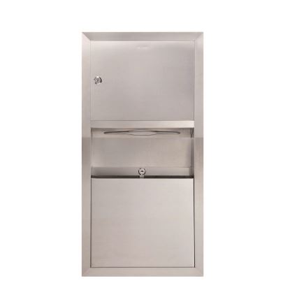 Recessed Commercial Paper Towel Dispenser with 2 Gal Waste Receptacle, 28 x 4.3 x 14, Stainless Steel1