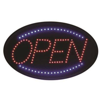 LED Oval Open Sign, 23 x 14, Black Frame, Blue/Red Graphics1