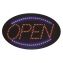LED Oval Open Sign, 23 x 14, Black Frame, Blue/Red Graphics1