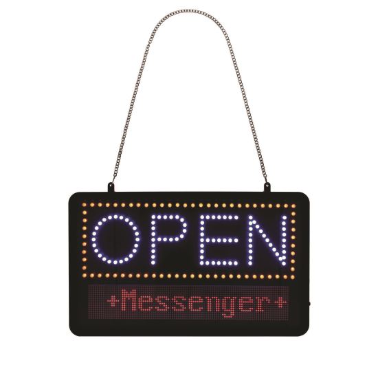LED Programmable Message Board Open Sign, 22 x 13, Black Frame, Blue/Red Graphics1