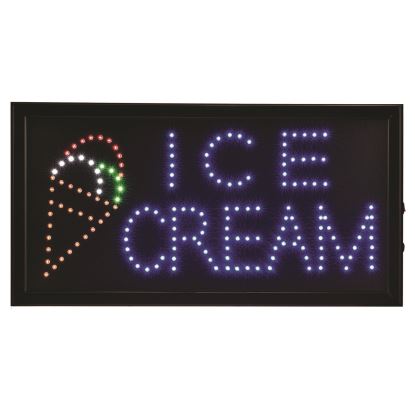 LED Rectangular Ice Cream Sign, 19 x 10, Black Frame, Blue/Green/Orange/Red/White Graphics1