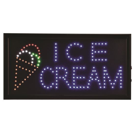LED Rectangular Ice Cream Sign, 19 x 10, Black Frame, Blue/Green/Orange/Red/White Graphics1