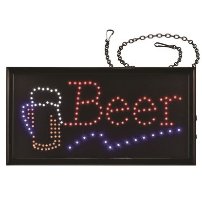 LED Rectangular Beer Sign, 19 x 10, Black Frame, Blue/Green/Orange/Red/White Graphics1