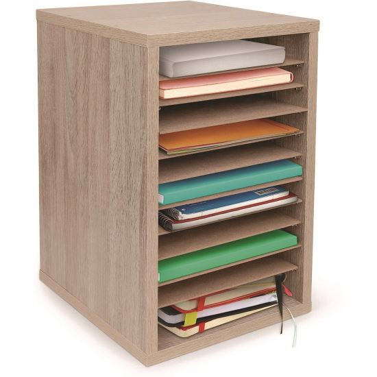 11 Compartment Wood Mail Paper Sorter Literature Organizer, 11 Sections, Letter Size, 10.75 x 11.75 x 16.2, Medium Oak1