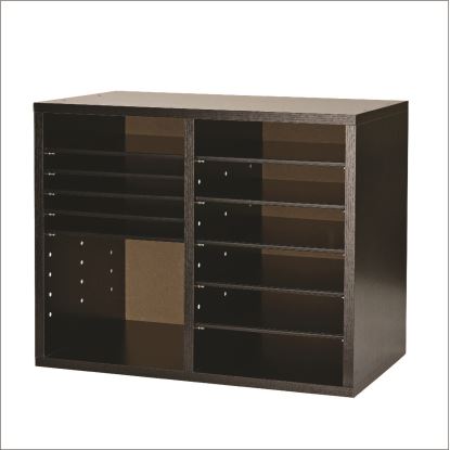 Wood Adjustable 12 Compartment Literature Organizer, 12 Sections, Letter Size, 20 x 11.8 x 16.3, Black1